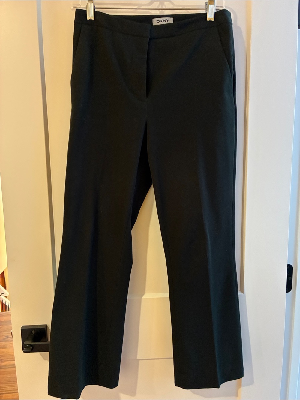 DKNY Black Straight Leg Pants, 100% thick cotton, size 4P